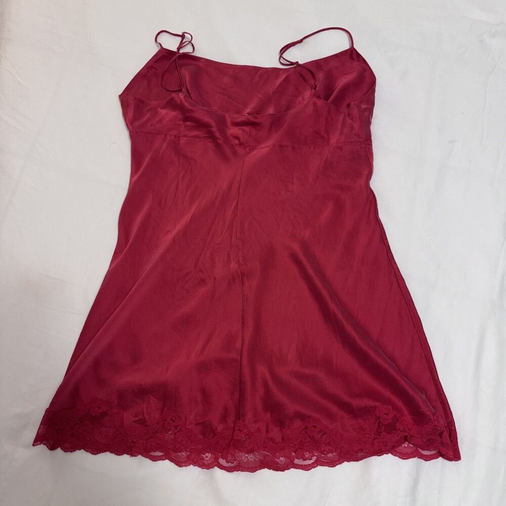 Vintage 2000s 100% Silk Victoria's Secret Red Lace Slip Dress size L